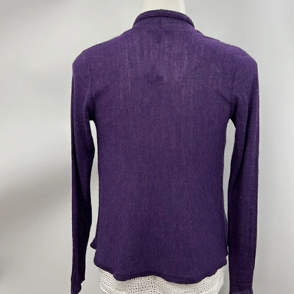 Eileen Fisher 100% baby alpaca XS purple lightweight cardigan